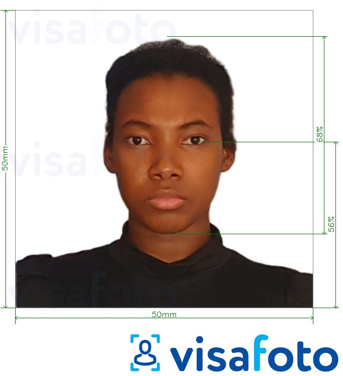 Exempel av foto för Barbados visum 5x5 cm  med en optimal storlek