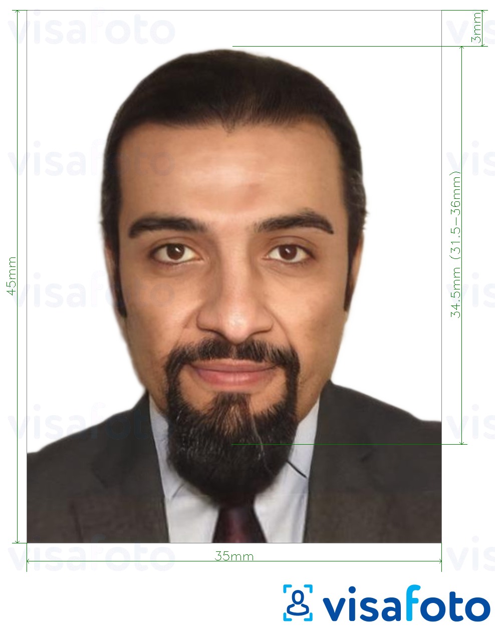 Exempel av foto för Etiopien e-visa online 35x45 mm (3.5x4.5 cm)  med en optimal storlek