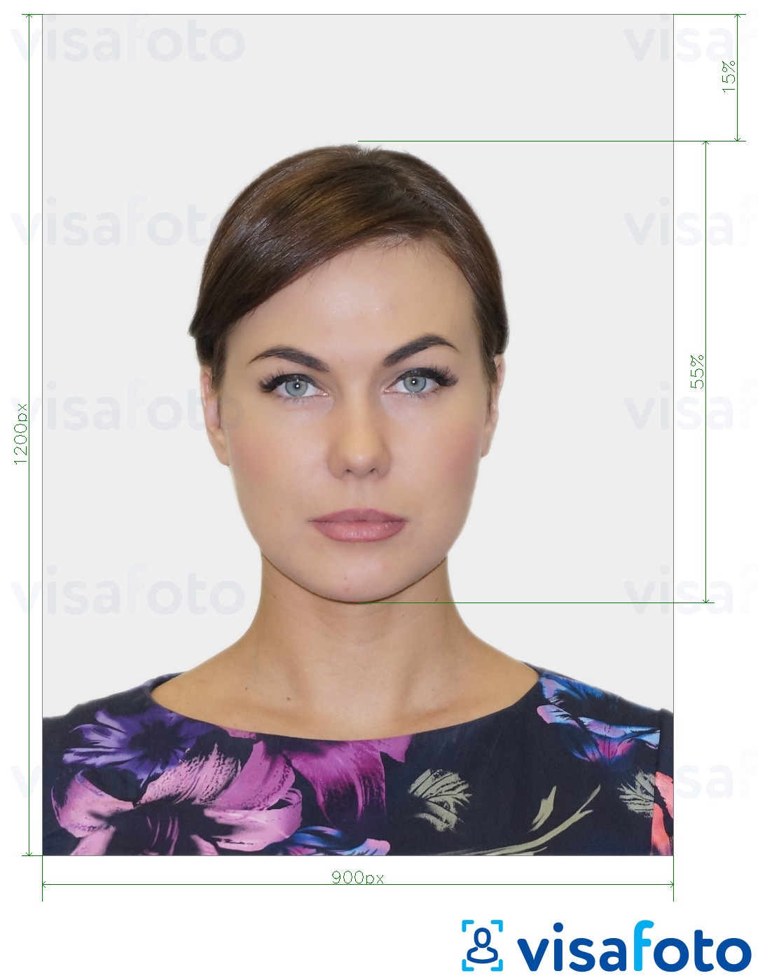 Exempel av foto för UK BNO pass  med en optimal storlek