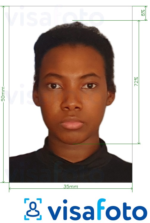 Exempel av foto för Guinea Conakry-visum 35x50mm  med en optimal storlek