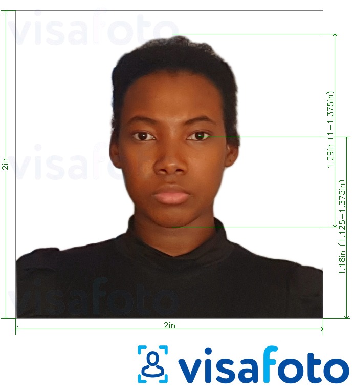 Exempel av foto för Comoros ID-kort 2x2 inches  med en optimal storlek