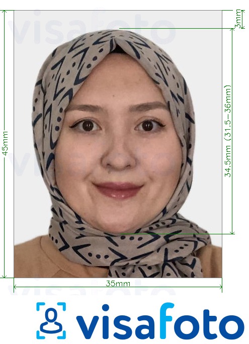 Exempel av foto för Kasakstan ID-kort 35x45 mm  med en optimal storlek