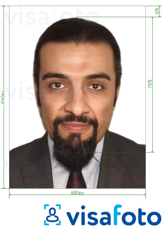 Exempel av foto för Saudiarabien Identitetskort Absher 640x480 pixlar  med en optimal storlek