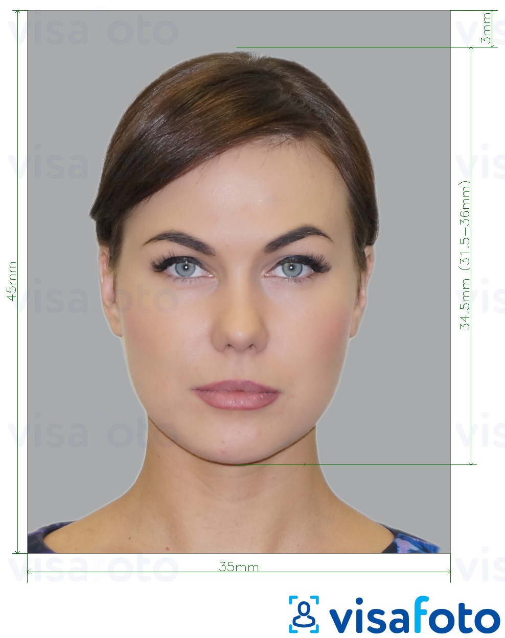 Exempel av foto för Slovenien ID-kort 35x45 mm  med en optimal storlek