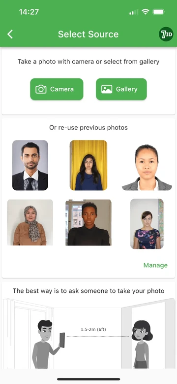 7ID-App: Machen Sie ein 4x6-Foto mit dem Telefon