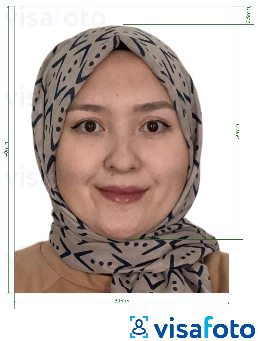 Exempel av foto för Afghanistan ID-kort (e-tazkira) 3x4 cm  med en optimal storlek