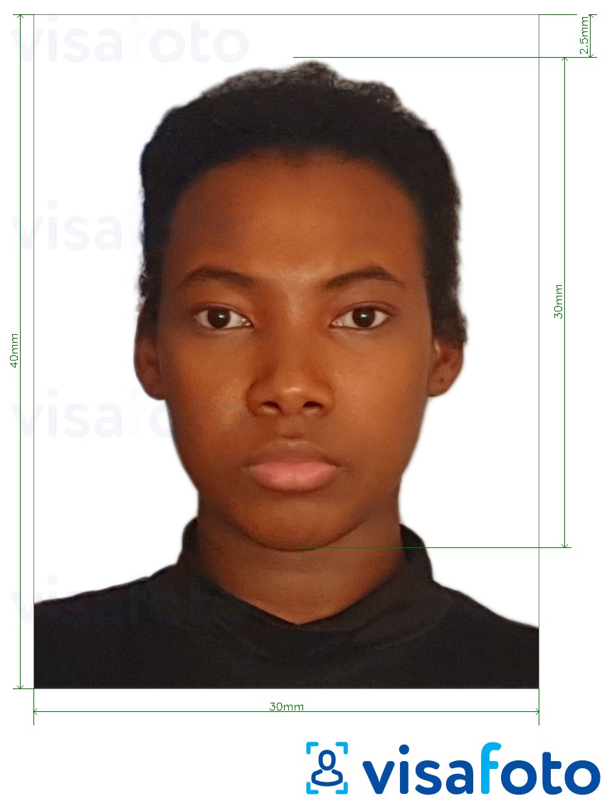 Exempel av foto för Angola visa 3x4 cm (30x40 mm)  med en optimal storlek