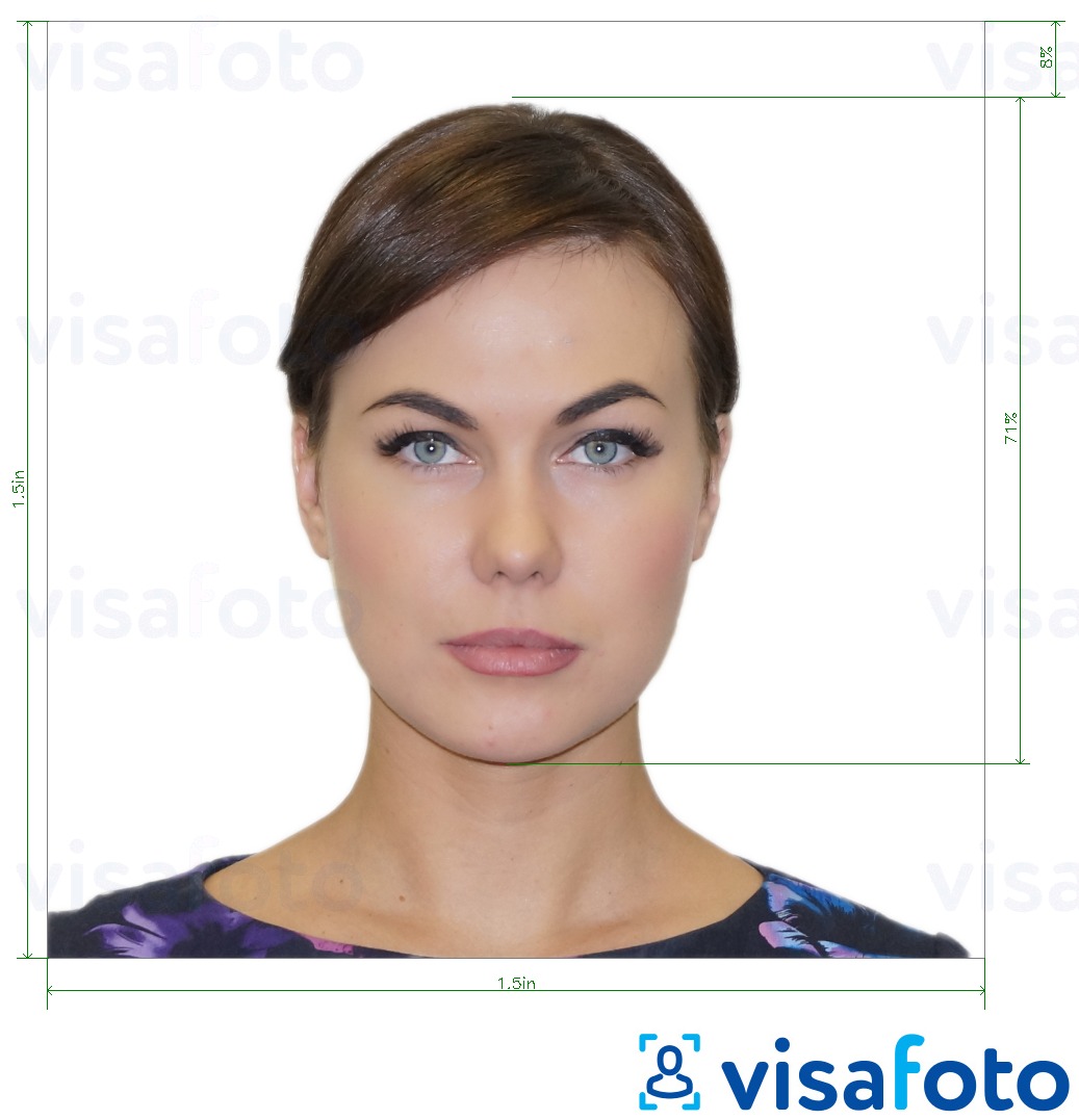 Exempel av foto för Argentina pass i USA 1,5x1,5 tum  med en optimal storlek