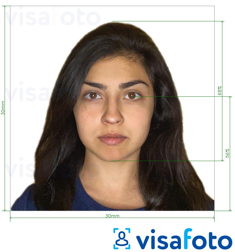 Exempel av foto för Bolivia visum 3x3 cm  med en optimal storlek