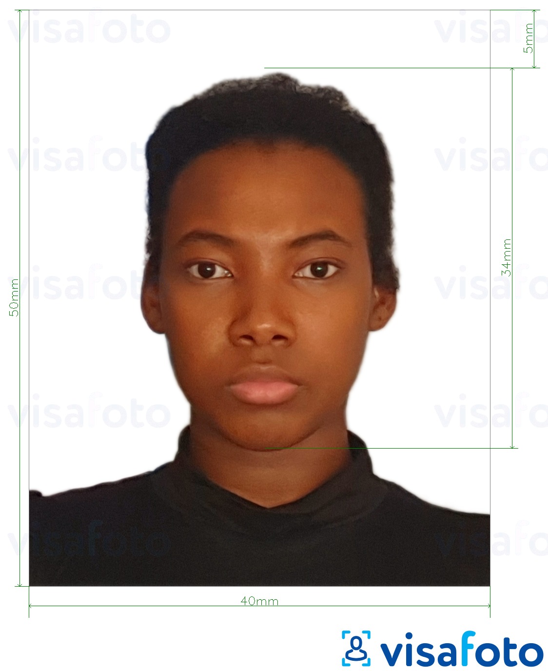 Exempel av foto för Kamerunpasset 4x5 cm (40x50 mm)  med en optimal storlek