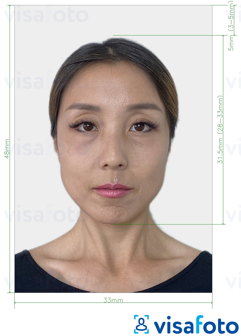Exempel av foto för China Passport 33x48 mm ljusgrå bakgrund  med en optimal storlek