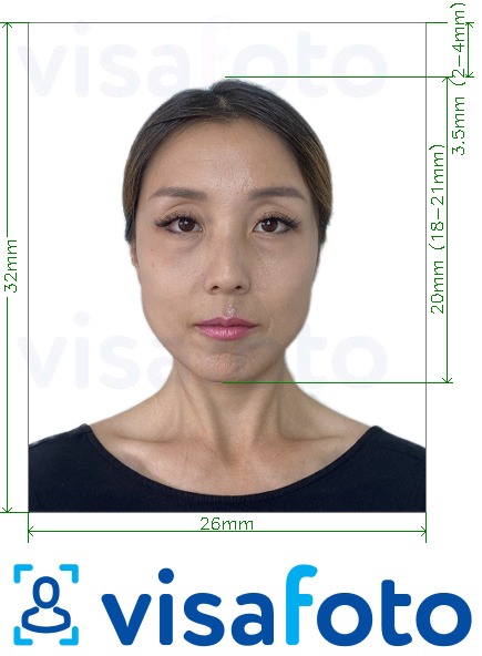 Exempel av foto för China Resident ID-kort 26x32 mm  med en optimal storlek