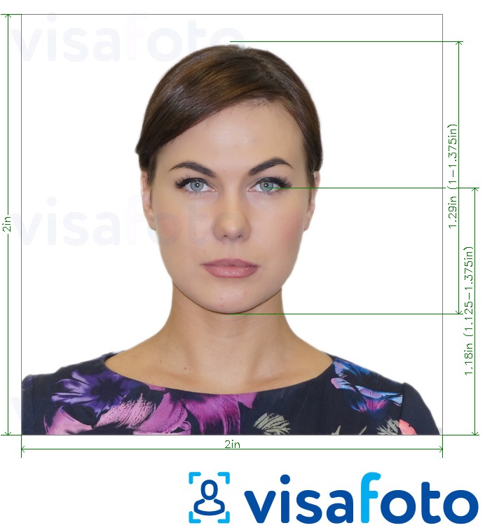 Exempel av foto för Costa Rica visum 2x2 tum, 5x5 cm  med en optimal storlek