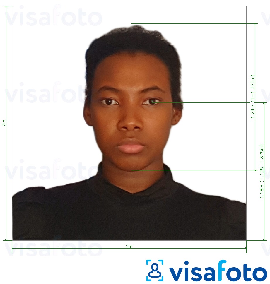 Exempel av foto för Dominikanska republikens pass 2x2 tum  med en optimal storlek