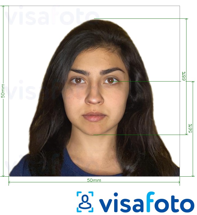 Exempel av foto för Ecuador visum 5x5 cm  med en optimal storlek