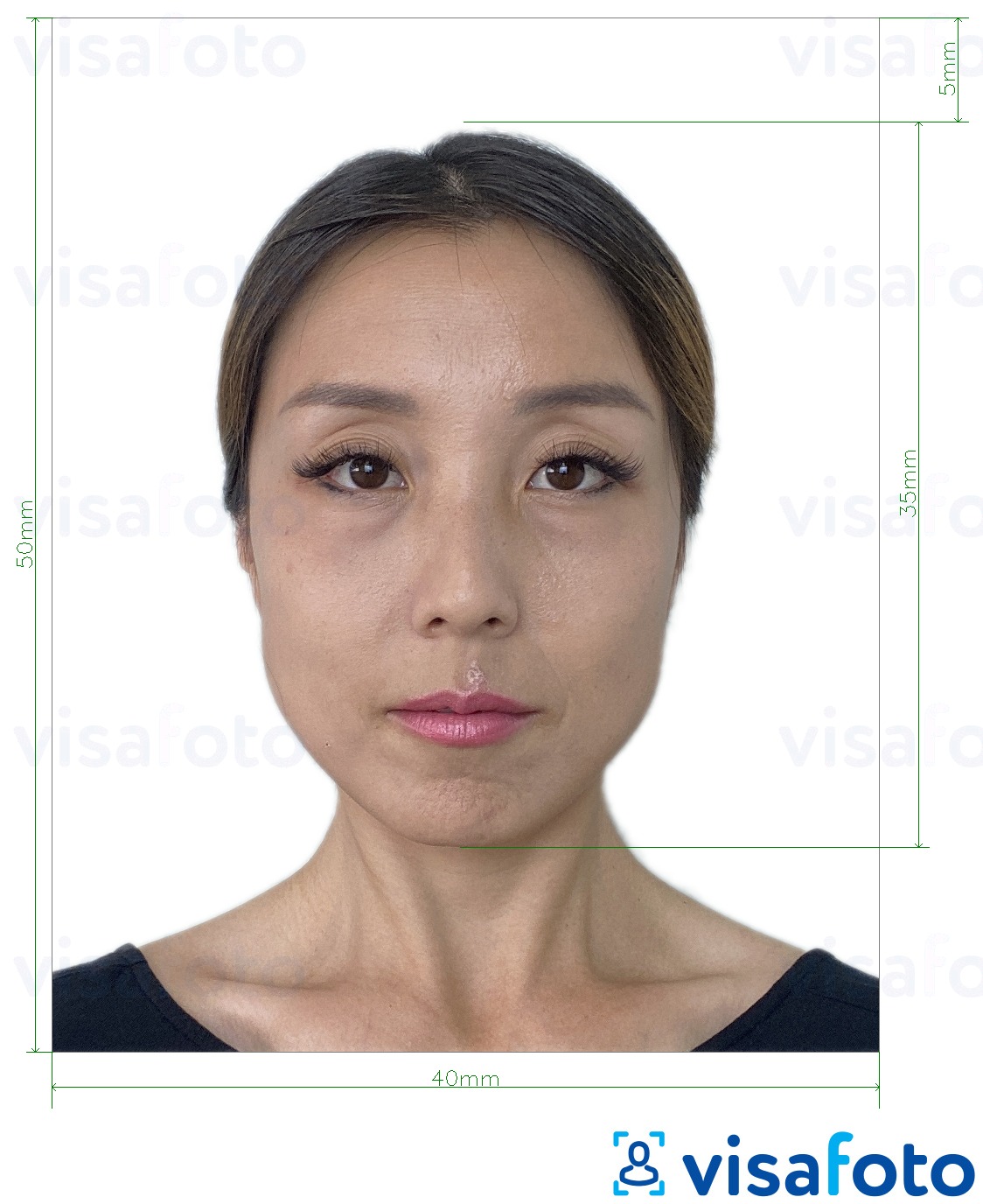 Exempel av foto för Hong Kong Visum 40x50 mm (4x5 cm)  med en optimal storlek