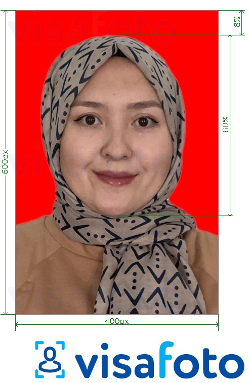 Exempel av foto för Indonesien e-visum registrering  med en optimal storlek