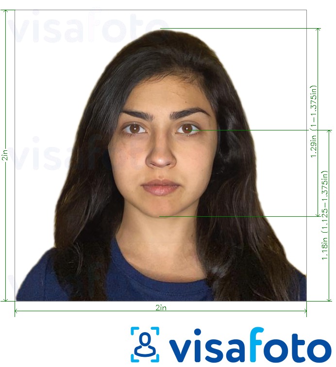 Exempel av foto för Indien OCI Passport (2x2 tum, 51x51mm)  med en optimal storlek