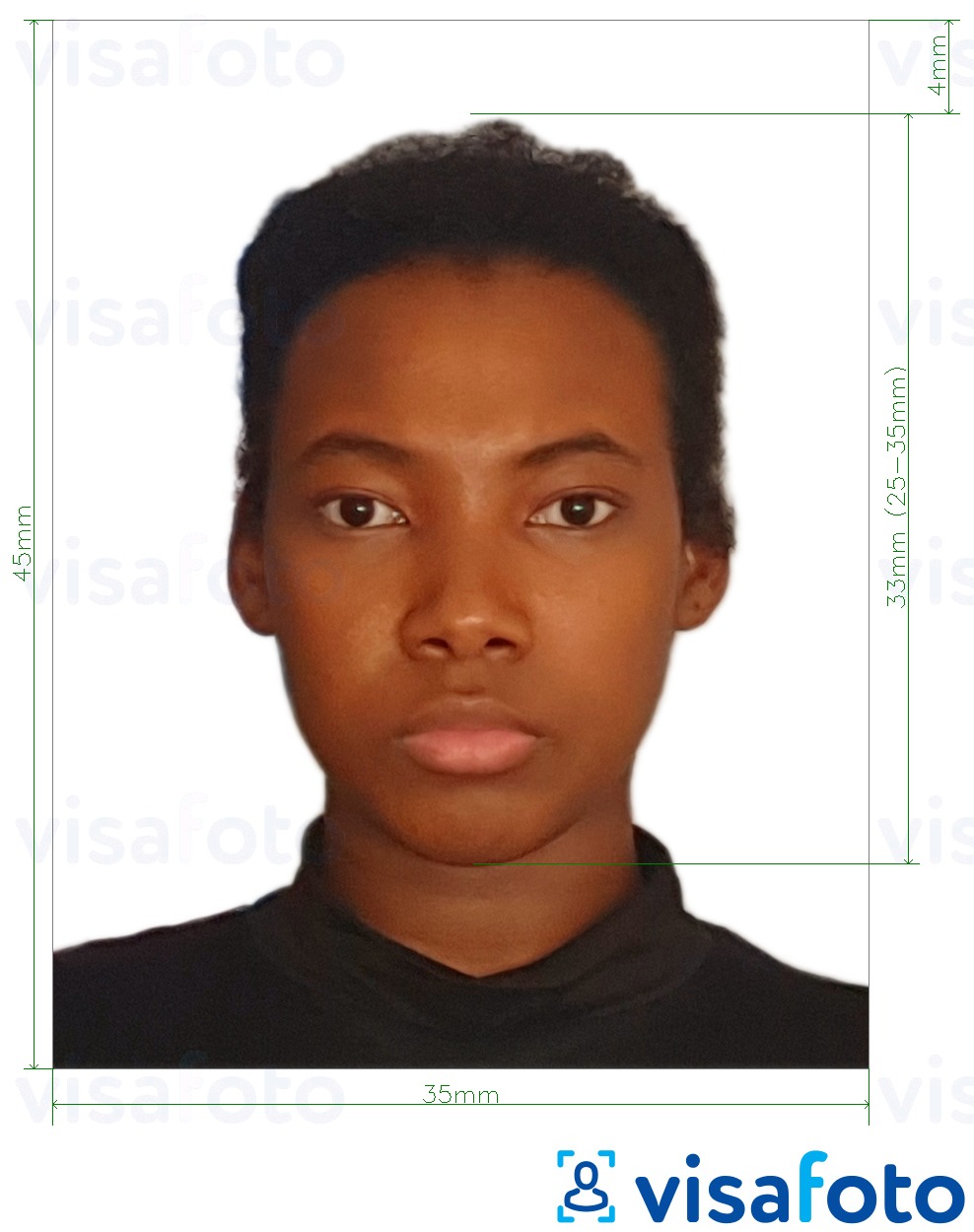 Exempel av foto för Jamaica pass 35x45 mm (3.5x4.5 cm)  med en optimal storlek