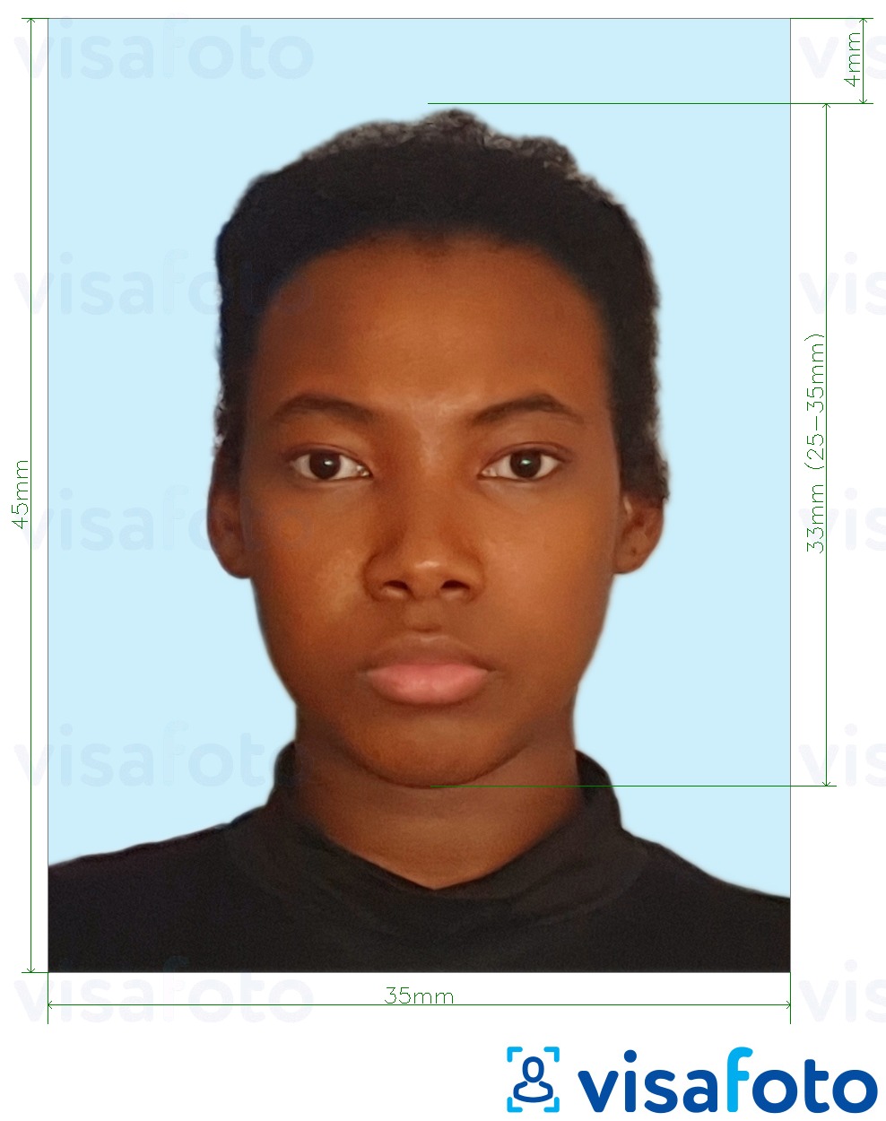 Exempel av foto för Jamaica pass 35x45 mm ljusblå bakgrund  med en optimal storlek