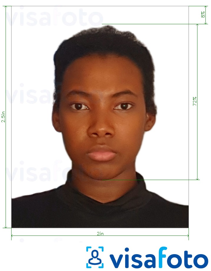 Exempel av foto för Kenya e-pass 2x2,5 tum  med en optimal storlek