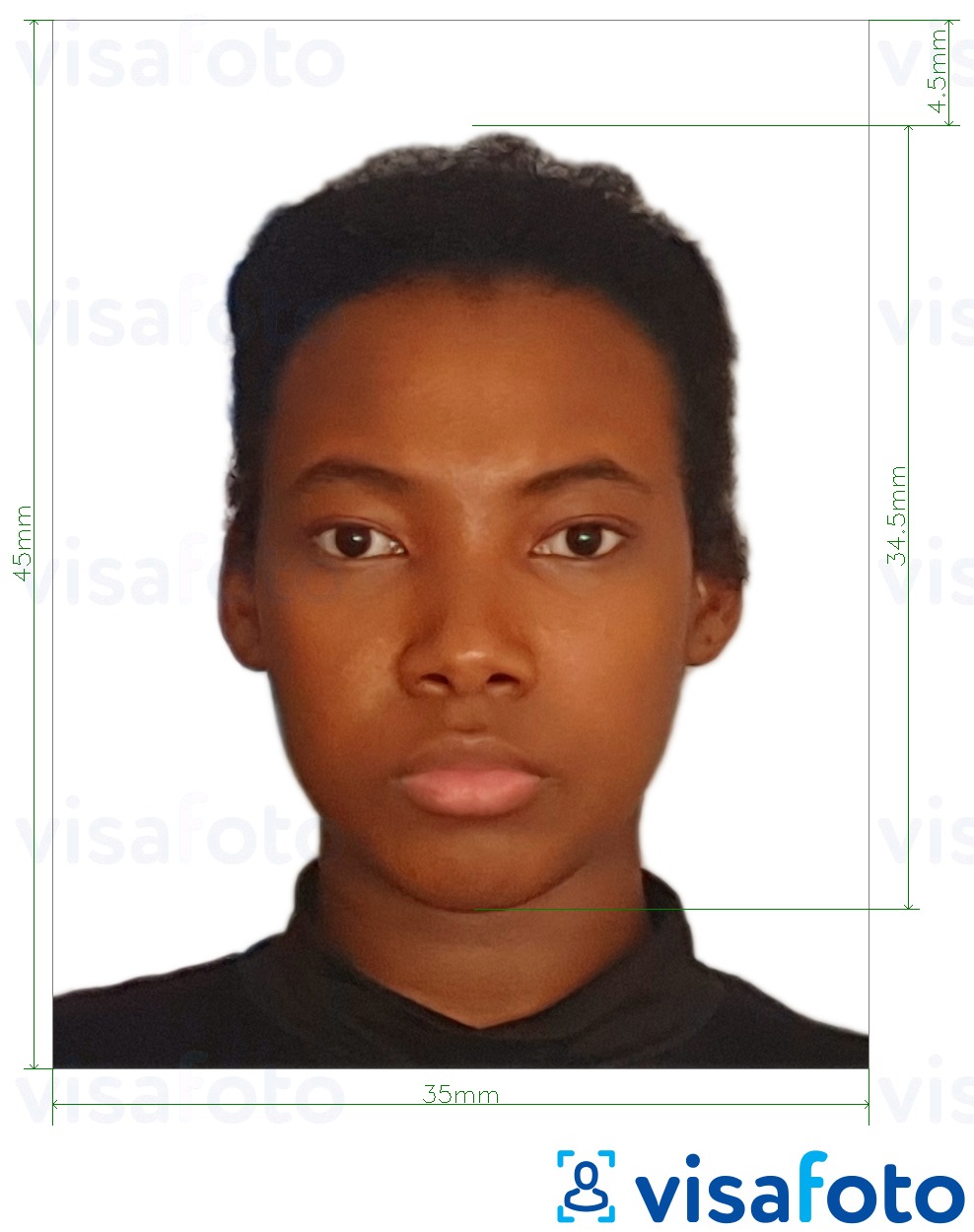 Exempel av foto för Kenya ID-kort 35x45 mm  med en optimal storlek