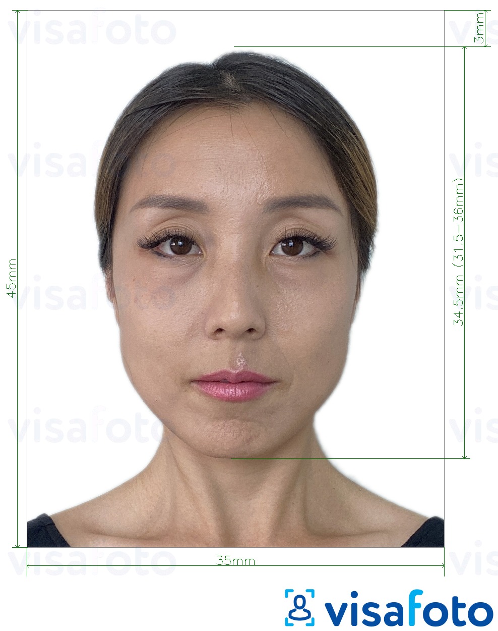Exempel av foto för Sydkorea körkort 35x45 mm  med en optimal storlek