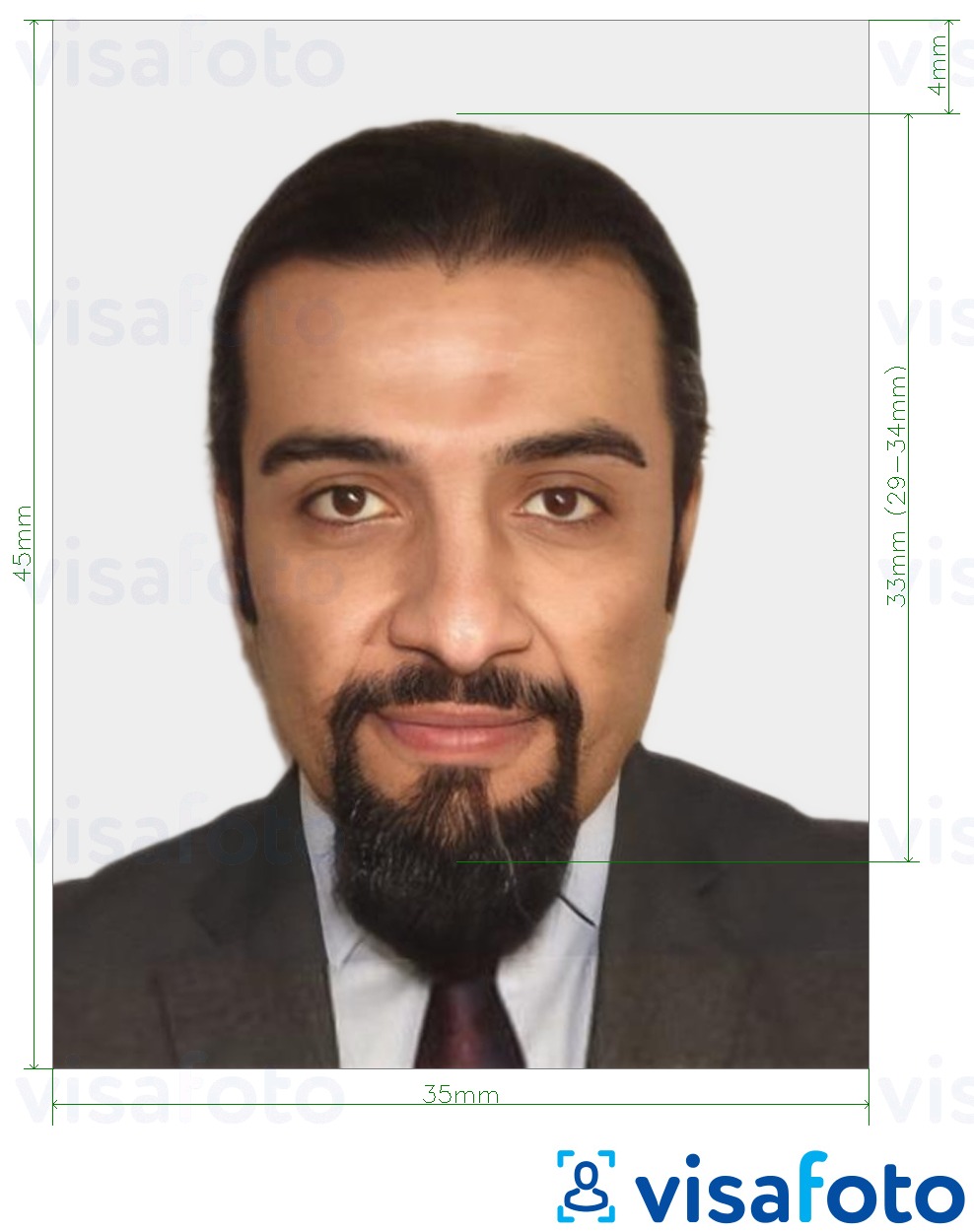 Exempel av foto för Marocko Nationellt ID-kort 35x45 mm (3.5x4.5 cm)  med en optimal storlek