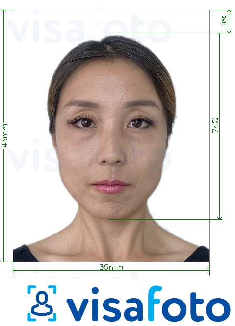 Exempel av foto för Singapore Certificate of Identity 35x45 mm (3,5x4,5 cm)  med en optimal storlek