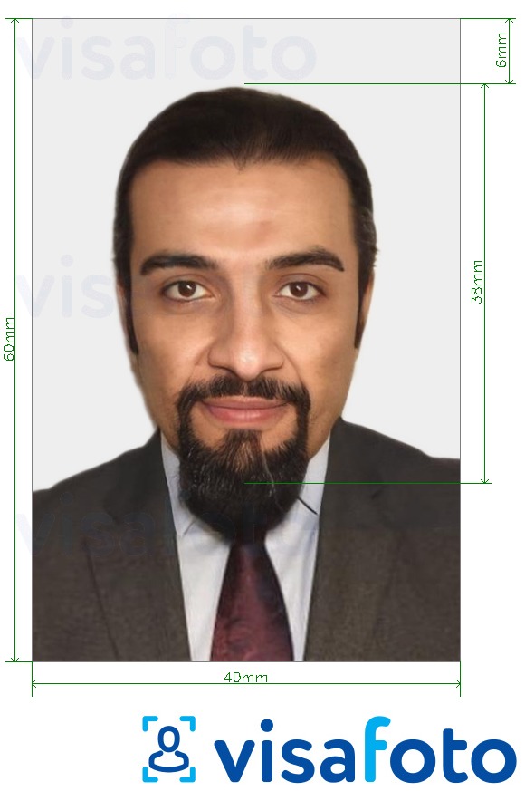 Exempel av foto för Syriska ID-kort 40x60 mm (4x6 cm)  med en optimal storlek