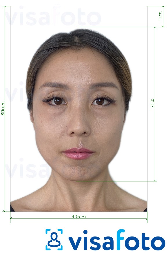 Exempel av foto för Thailand visum 4x6 cm (40x60 mm)  med en optimal storlek