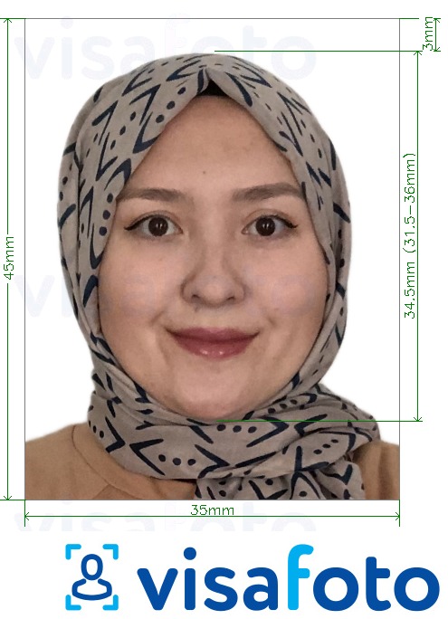 Exempel av foto för Uzbekistan medborgarskap 35x45 mm  med en optimal storlek