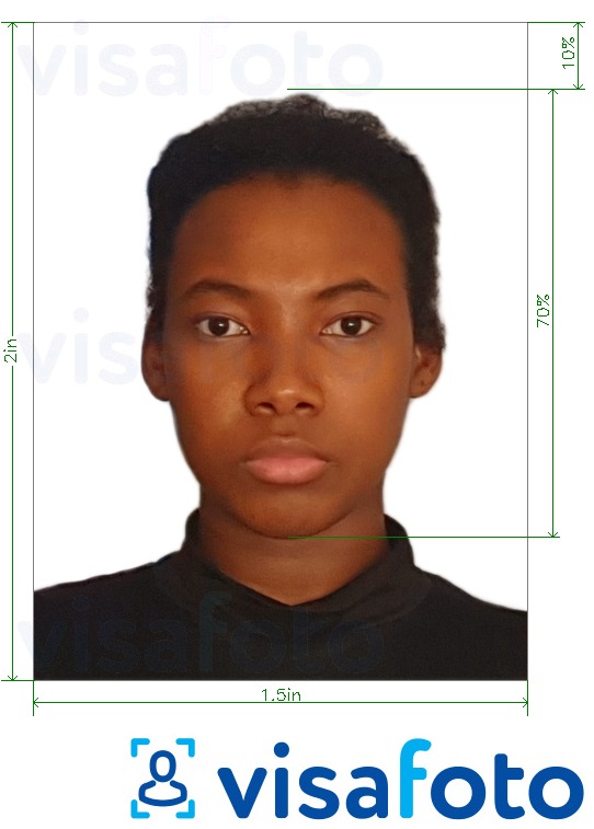 Exempel av foto för Zambias pass 1,5x2 tum (51x38 mm)  med en optimal storlek
