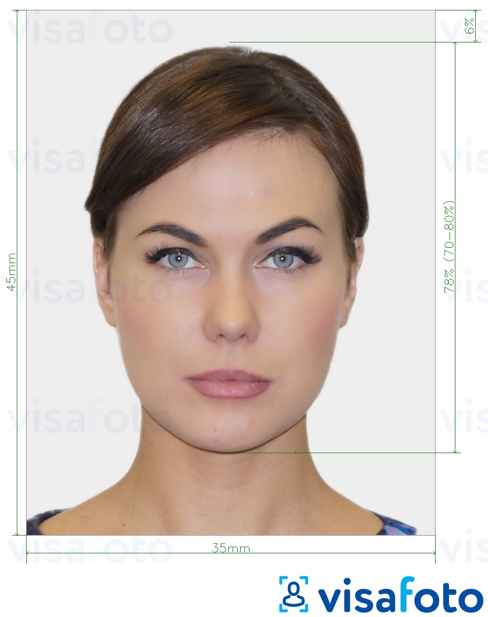 Exempel av foto för Biometriskt passfoto  med en optimal storlek